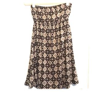 Grey/black print strapless dress